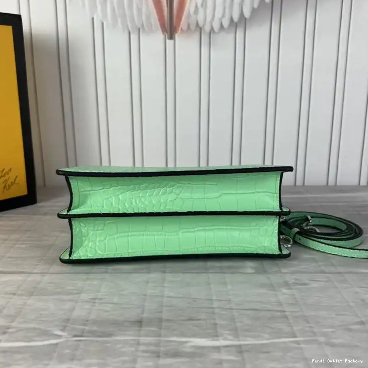 Vintage HOT Mini Leather Crocodile Peekaboo Green Cut Fendi Bag In 0703